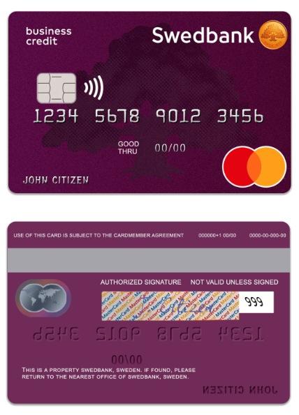 Sweden SwedBank credit mastercard